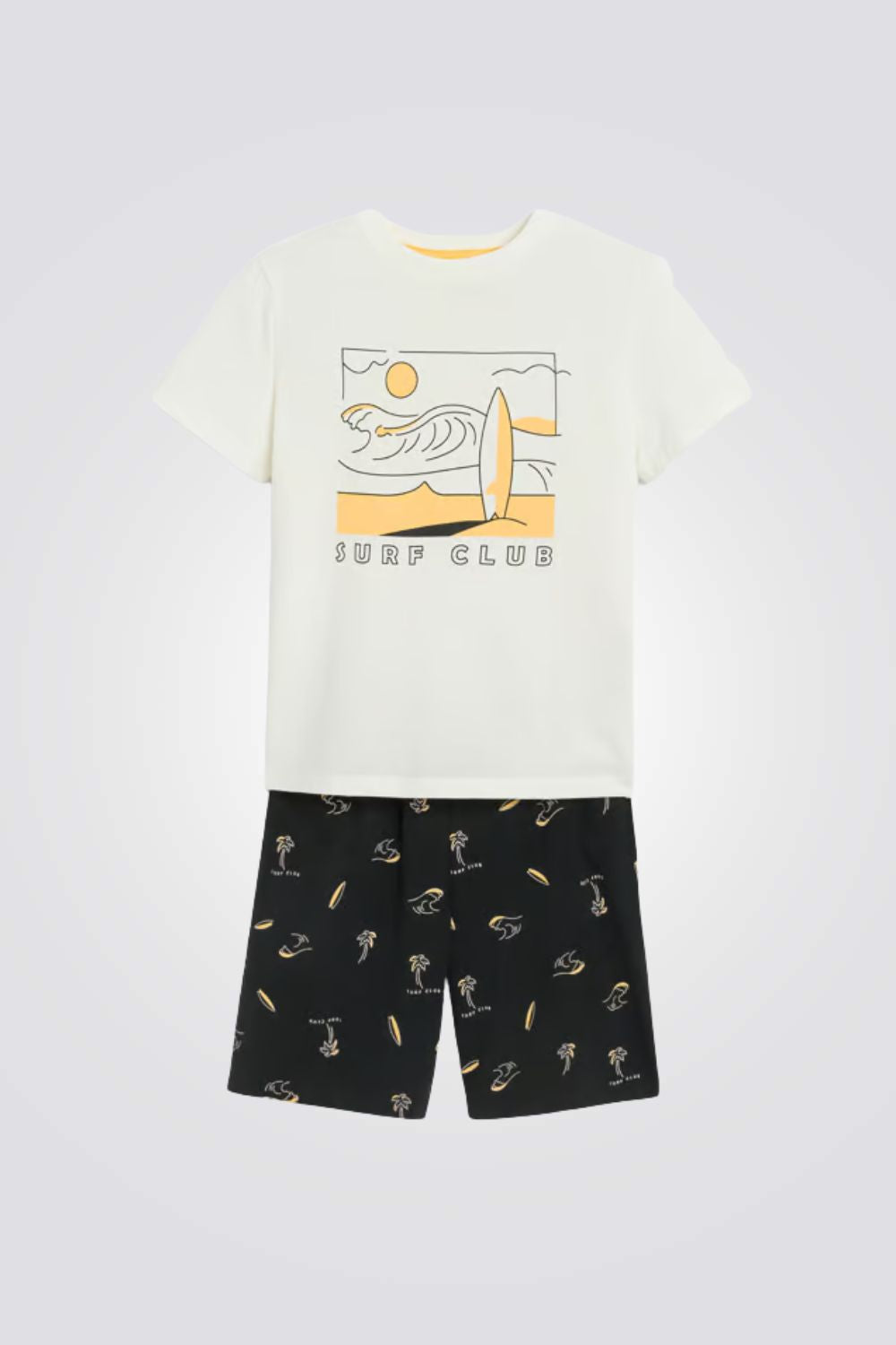 סט פיג'מה קצר לבנים