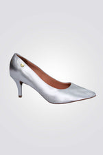 נעלי סירה עם עקב בצבע כסף