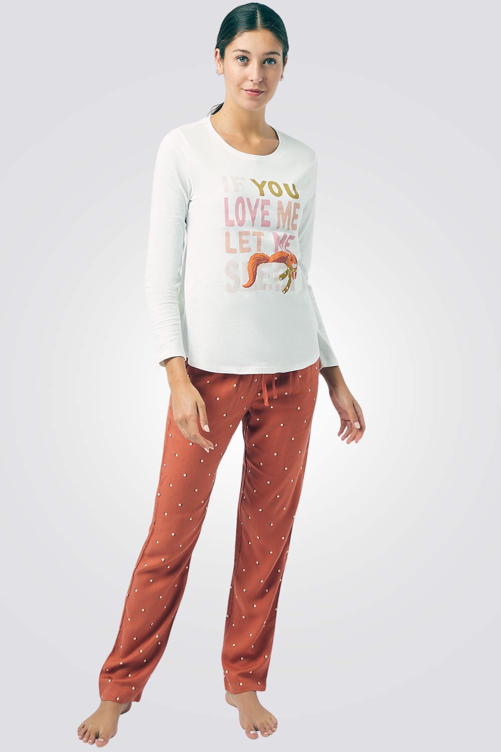 מכנסי פיג'מה ארוכים NOE בצבע כתום