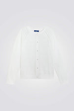קרדיגן לבן - בגזרה קלאסית וישרה - אוקאידי