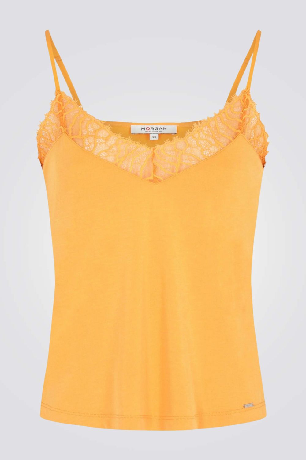 גופייה תחרה בצבע ורוד ניוד עם רצועות דקות