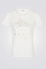 טישירט עם הדפס לבן וזהב