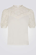 חולצה תחרה עם שרוולים קצרים