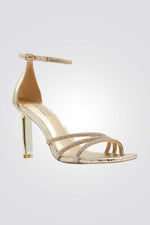 נעל עקב רצועות בצבע זהב