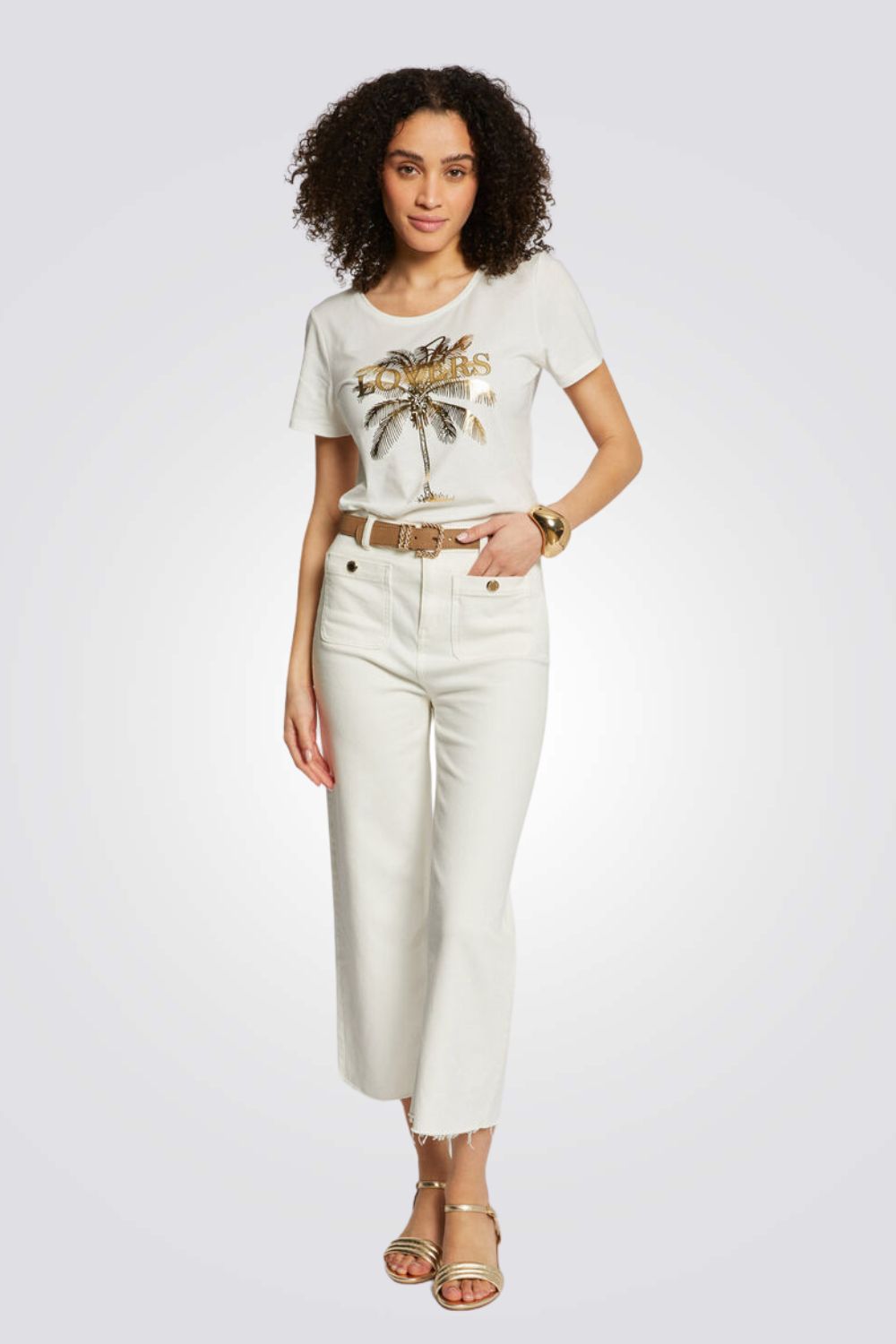 טישירט עם הדפס בצבע זהב