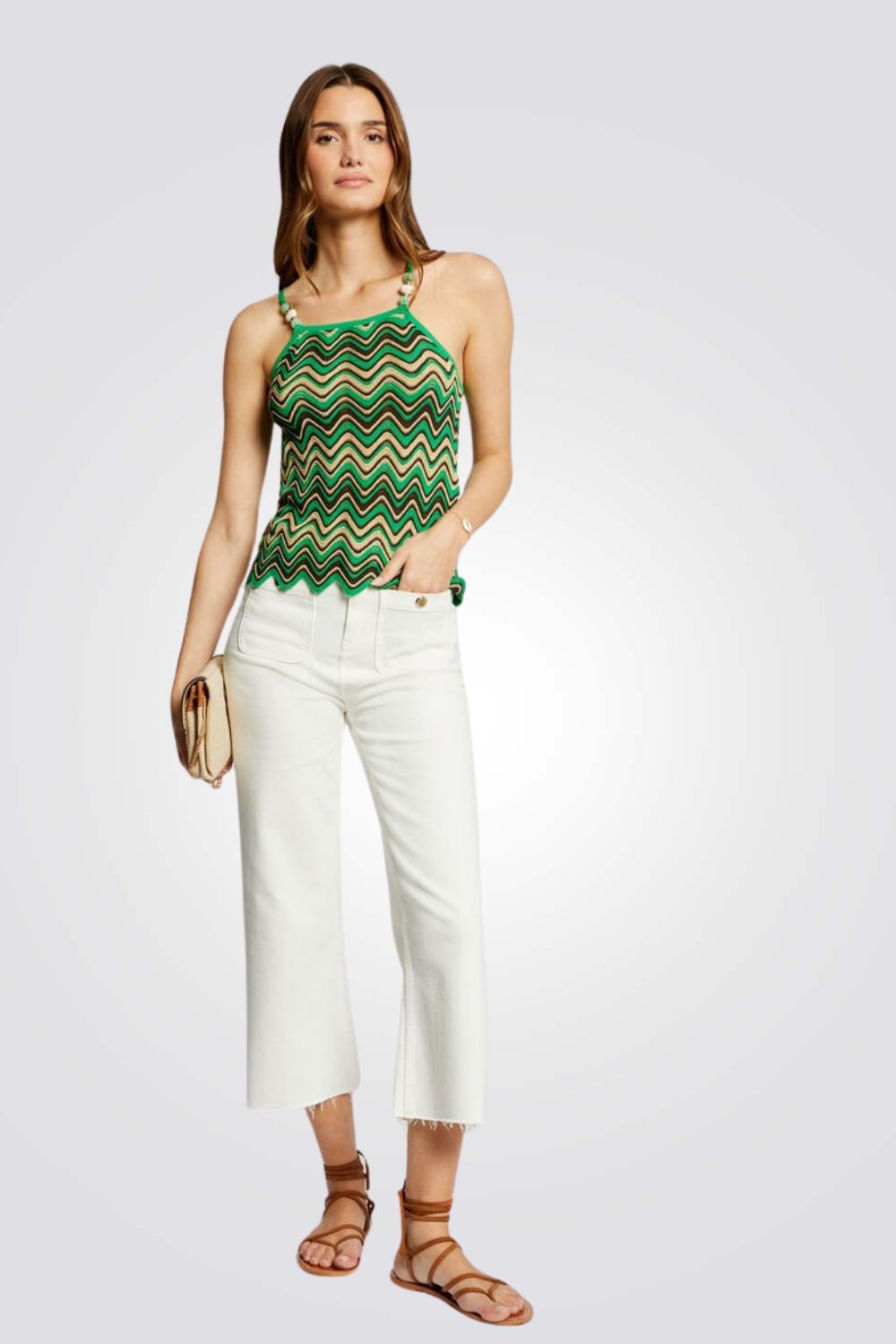 גופיה סריג בצבע ירוק