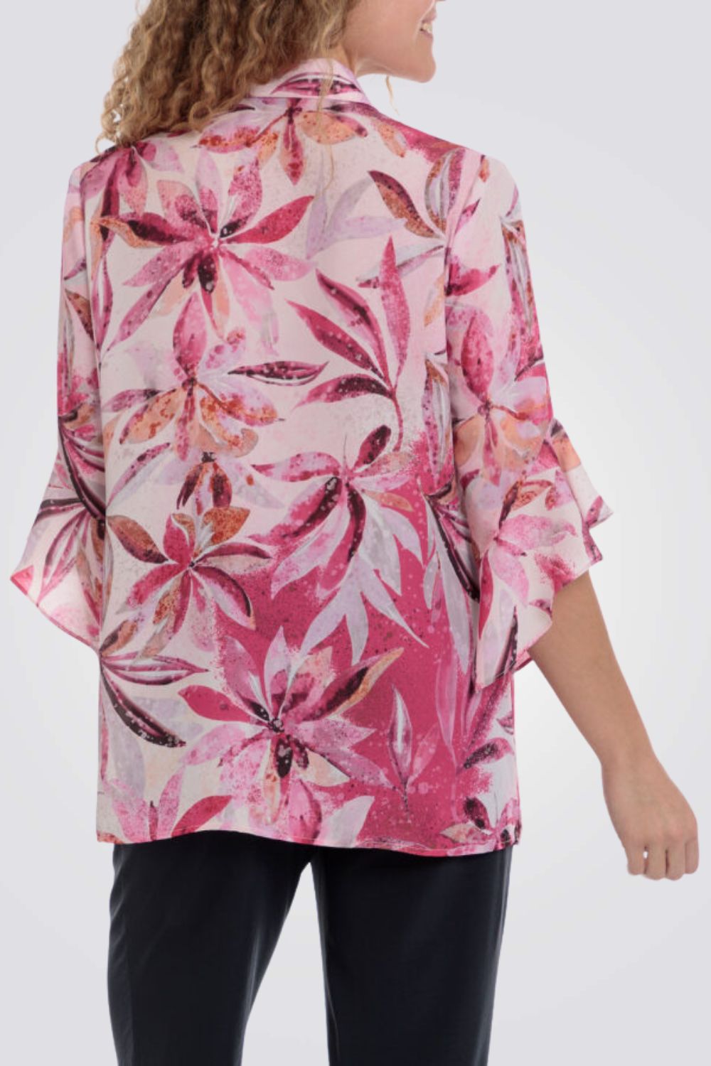 חולצה מכפותרת עם הדפס פרחוני