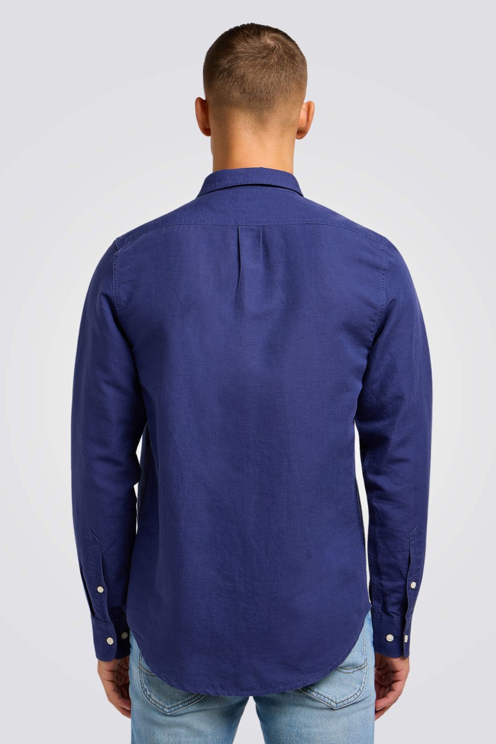 חולצה מכופתרת PATCH בצבע כחול