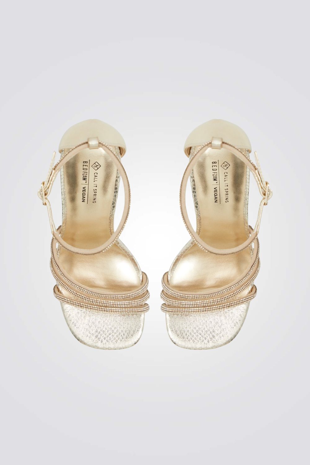 נעל עקב רצועות בצבע זהב