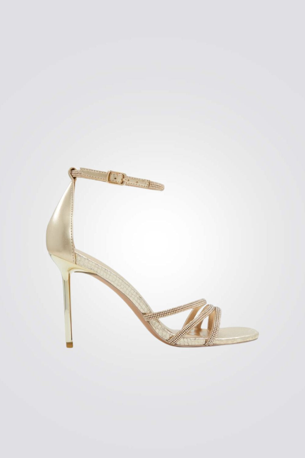 נעל עקב רצועות בצבע זהב