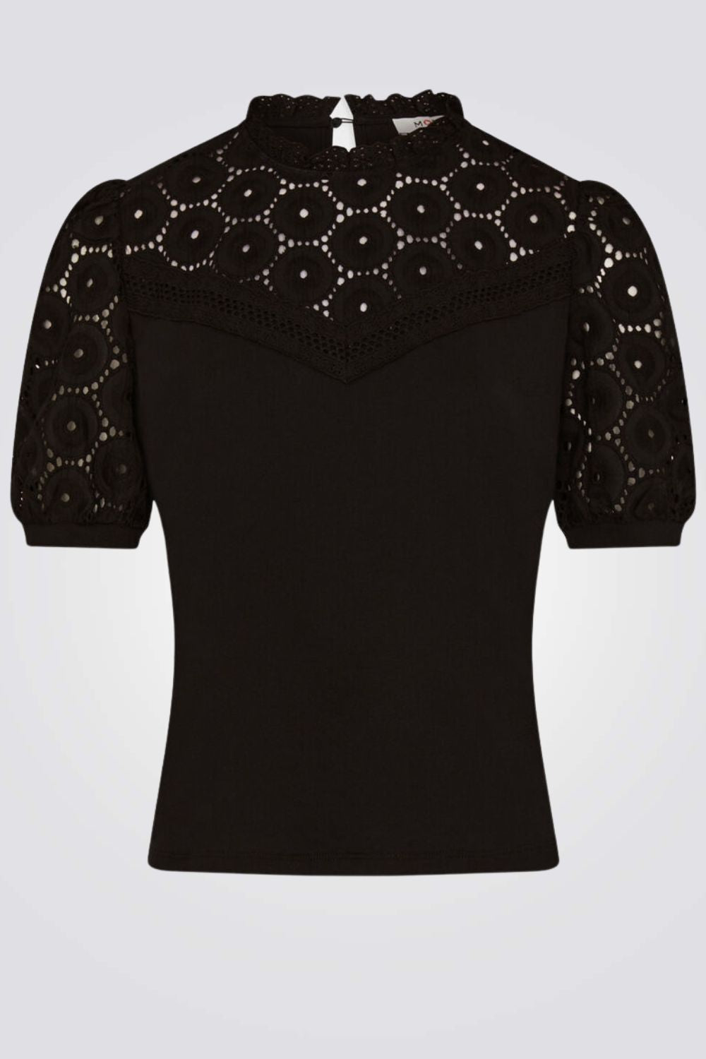 חולצה תחרה עם שרוולים קצרים