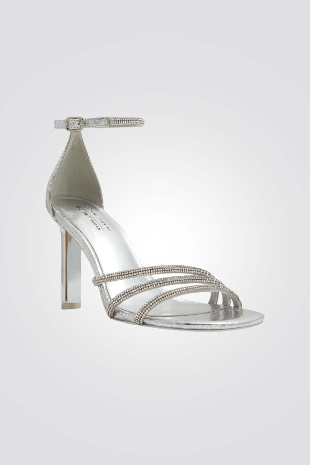 נעל עקב רצועות בצבע כסף