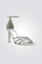 נעל עקב רצועות בצבע כסף