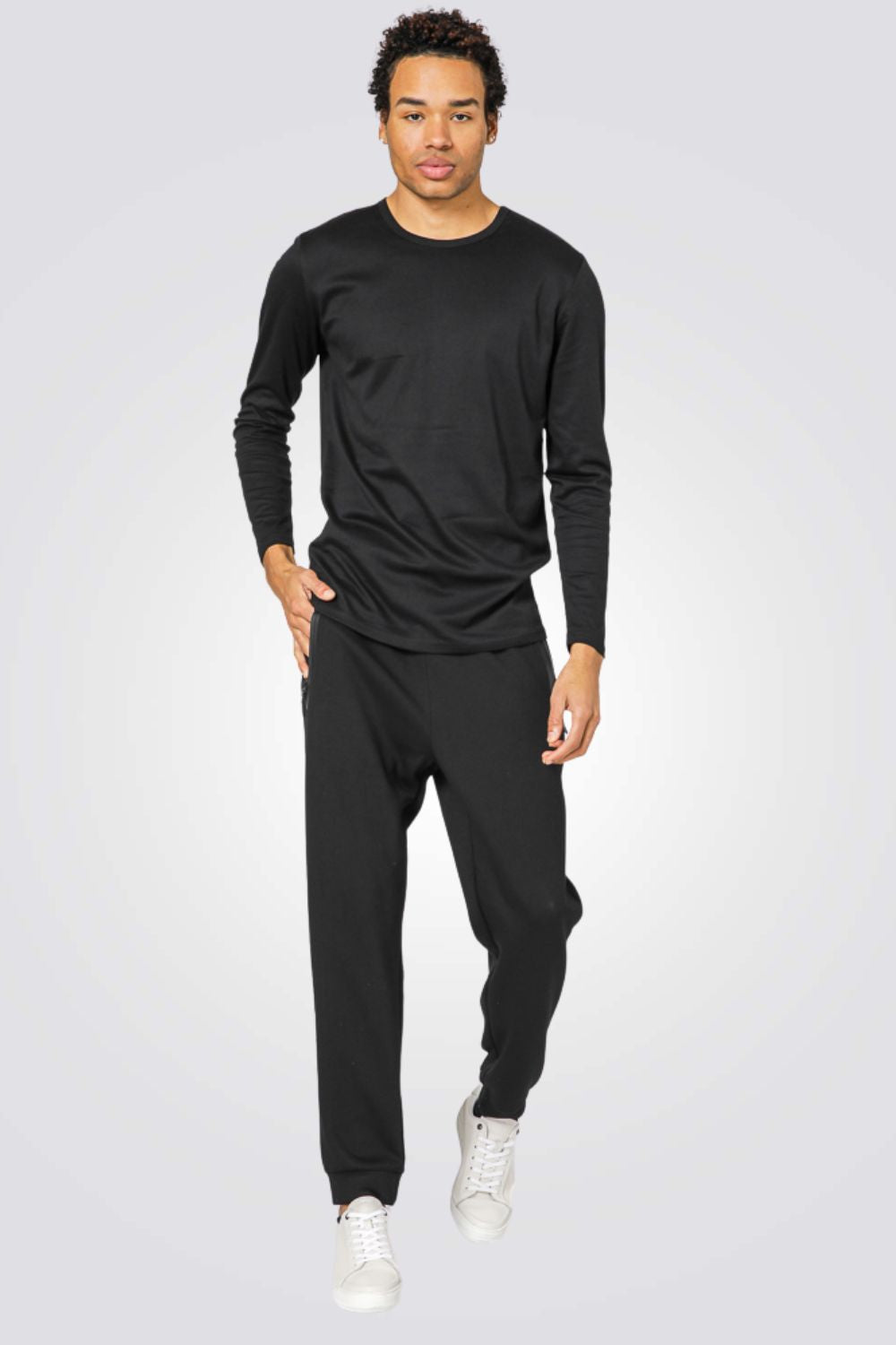 מארז 2 חולצות פלנל צווארון עגול בצבע שחור