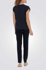 חולצה עם פייטים בצבע נייבי