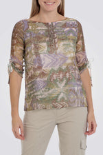 חולצה מבד רשת עם הדפס אבסטרקטי