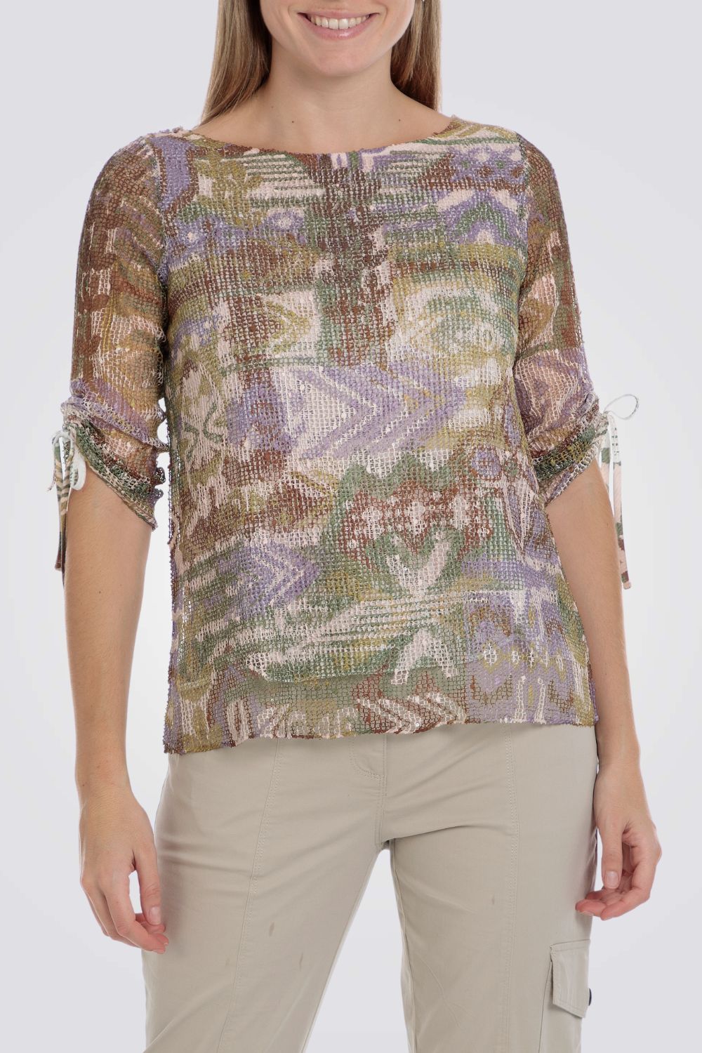 חולצה מבד רשת עם הדפס אבסטרקטי