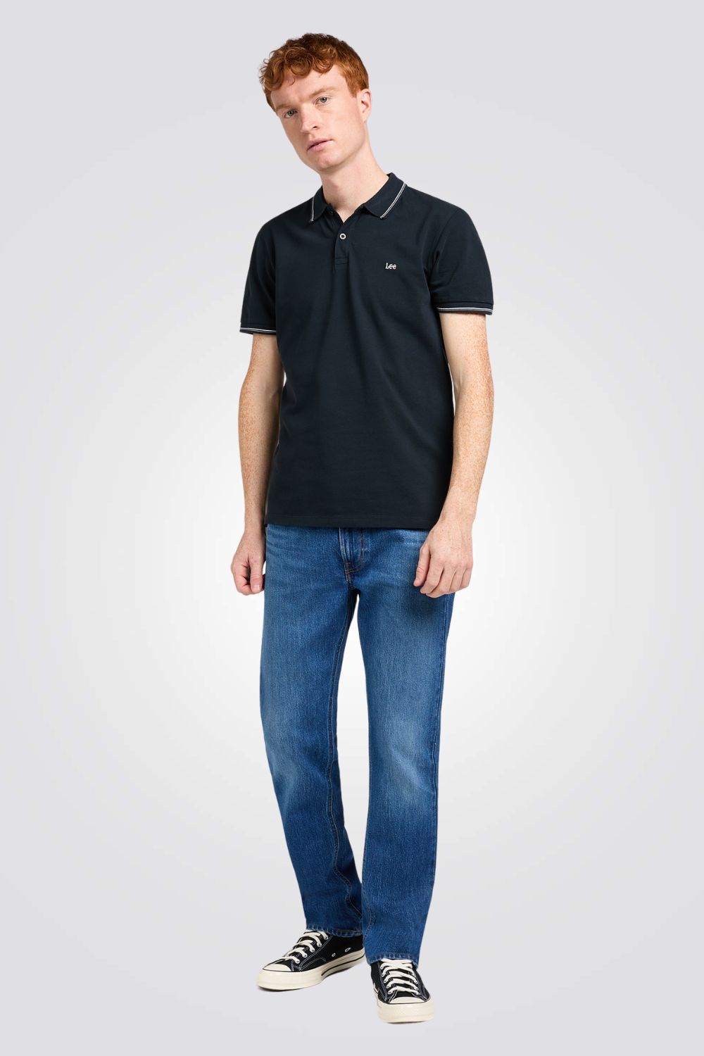 חולצת פולו עם לוגו בצבע שחור