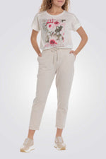 חולצה עם הדפס פרחוני ורוד 