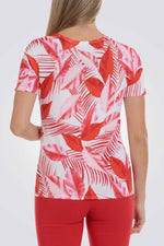 חולצה עם הדפס עלים אדום