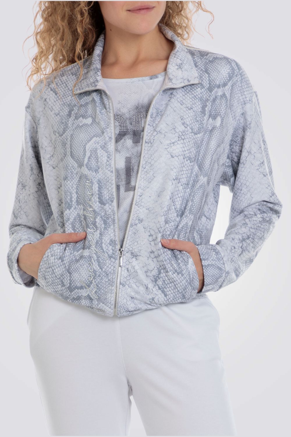 ג'קט עם הדפס מנומר בצבע אפור
