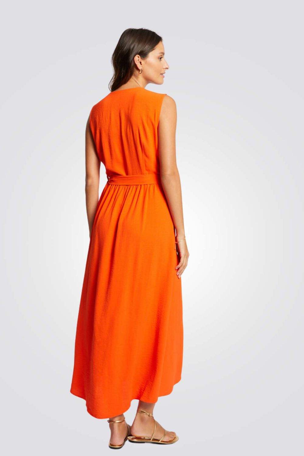 שמלה מעטפת מקסי בצבע כתום