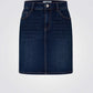 חצאית ג'ינס קצרה בצבע כחול כהה - 4