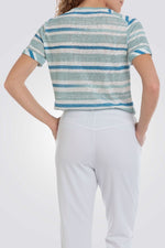 טישירט פסים עם הדפס בצבע כחול