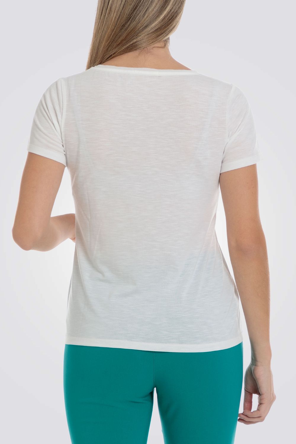 טישירט עם הדפס ואבני חן בצבע לבן