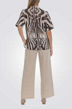 מכנס רגל רחבה בצבע בז'