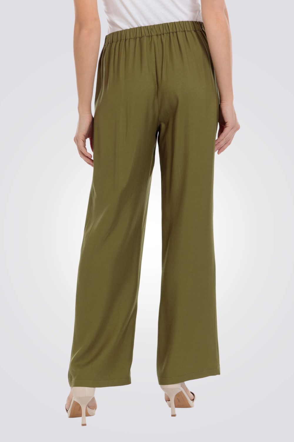 מכנס רגל רחבה בצבע ירוק זית 