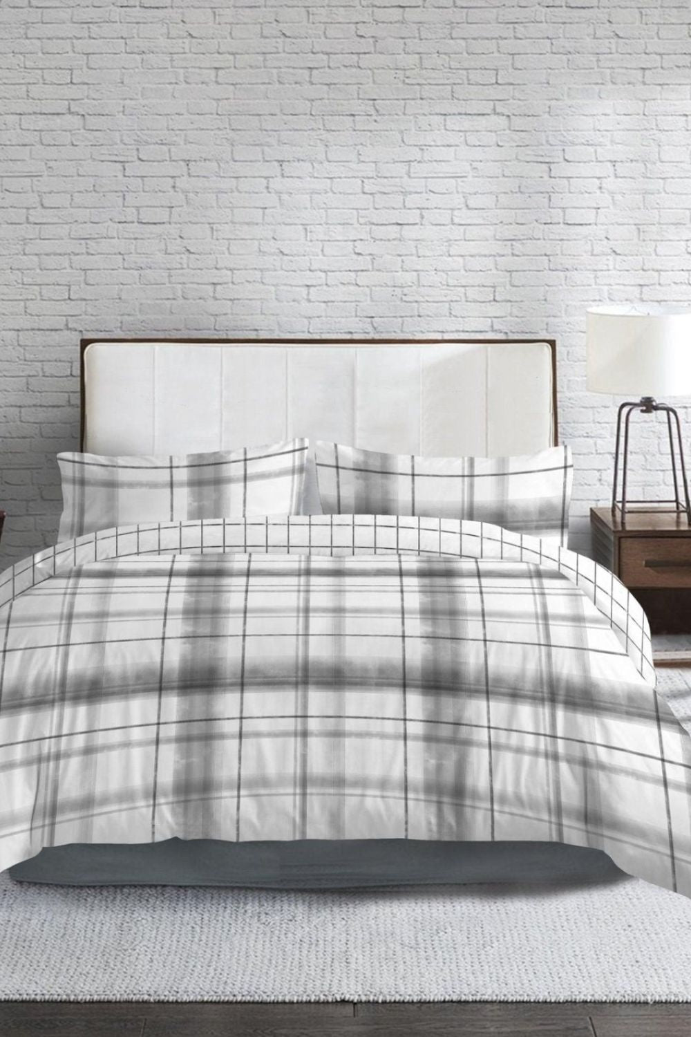סט מצעים זוגי 160/200 ס"מ כותנה סאטן דגם B&W Checks
