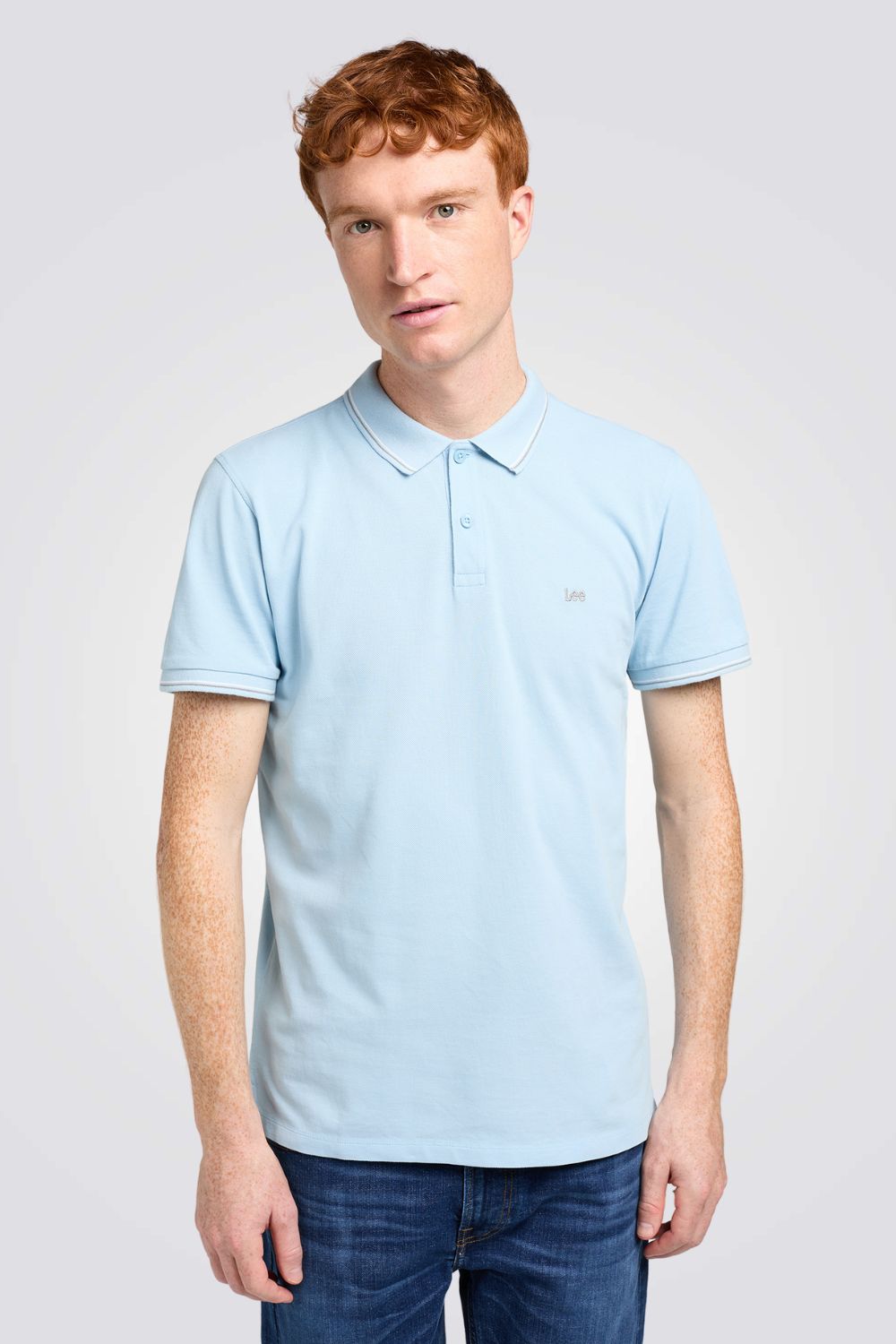 חולצת פולו עם לוגו בצבע תכלת