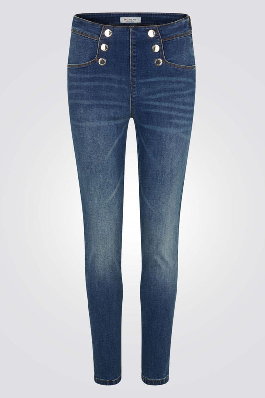 ג'ינס סקיני עם כפתורים בצבע כחול כהה