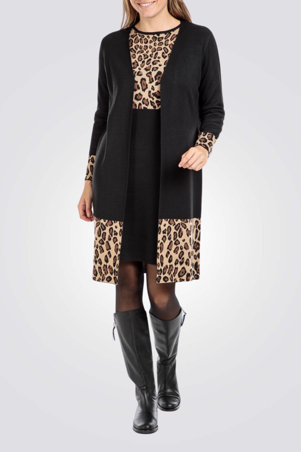 ג'קט ארוך עם הדפס מנומר