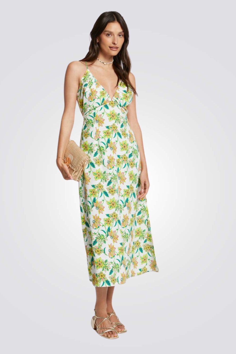 שמלה מקסי עם הדפס פרחוני