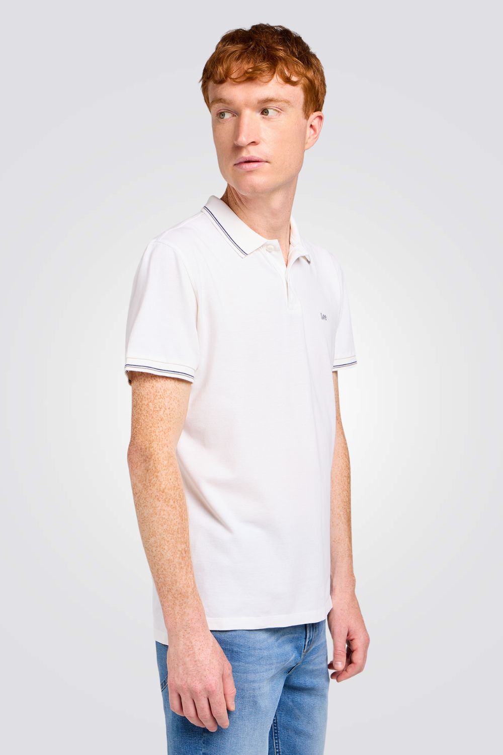 חולצת פולו עם לוגו בצבע לבן