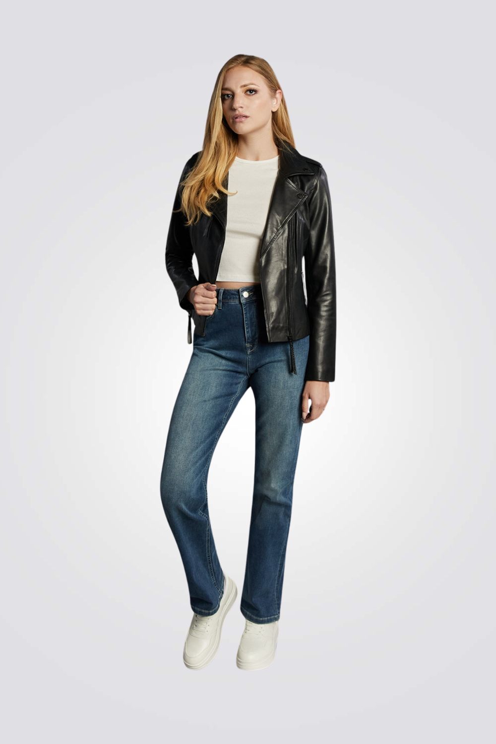 מעיל בייקר שחור עם רוכסן