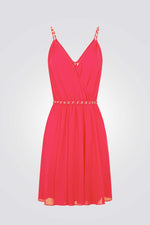 שמלה מיני מעטפת עם חגורה