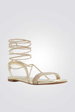 סנדלים קשירה בצבע זהב 