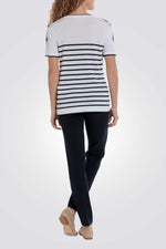 חולצה פסים עם הדפס בכתפיים 