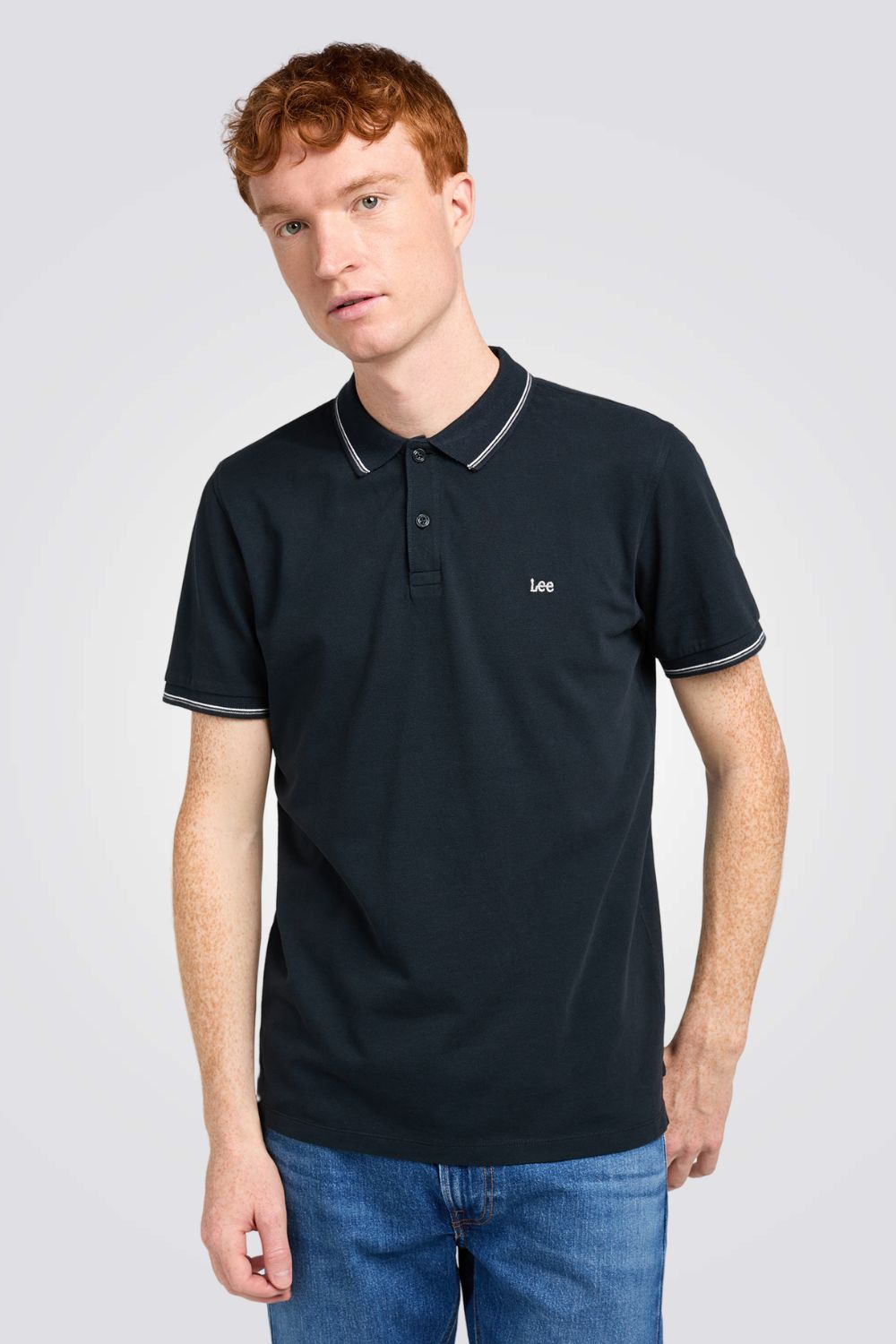 חולצת פולו עם לוגו בצבע שחור