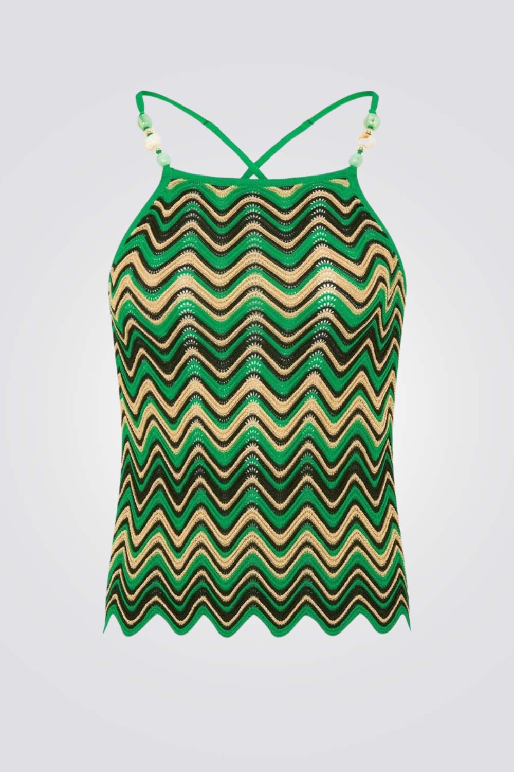 גופיה סריג בצבע ירוק