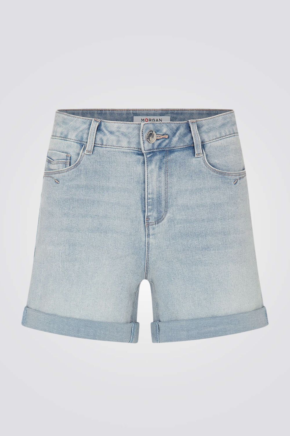 מכנסי ג'ינס קצרים בצבע כחול בהיר