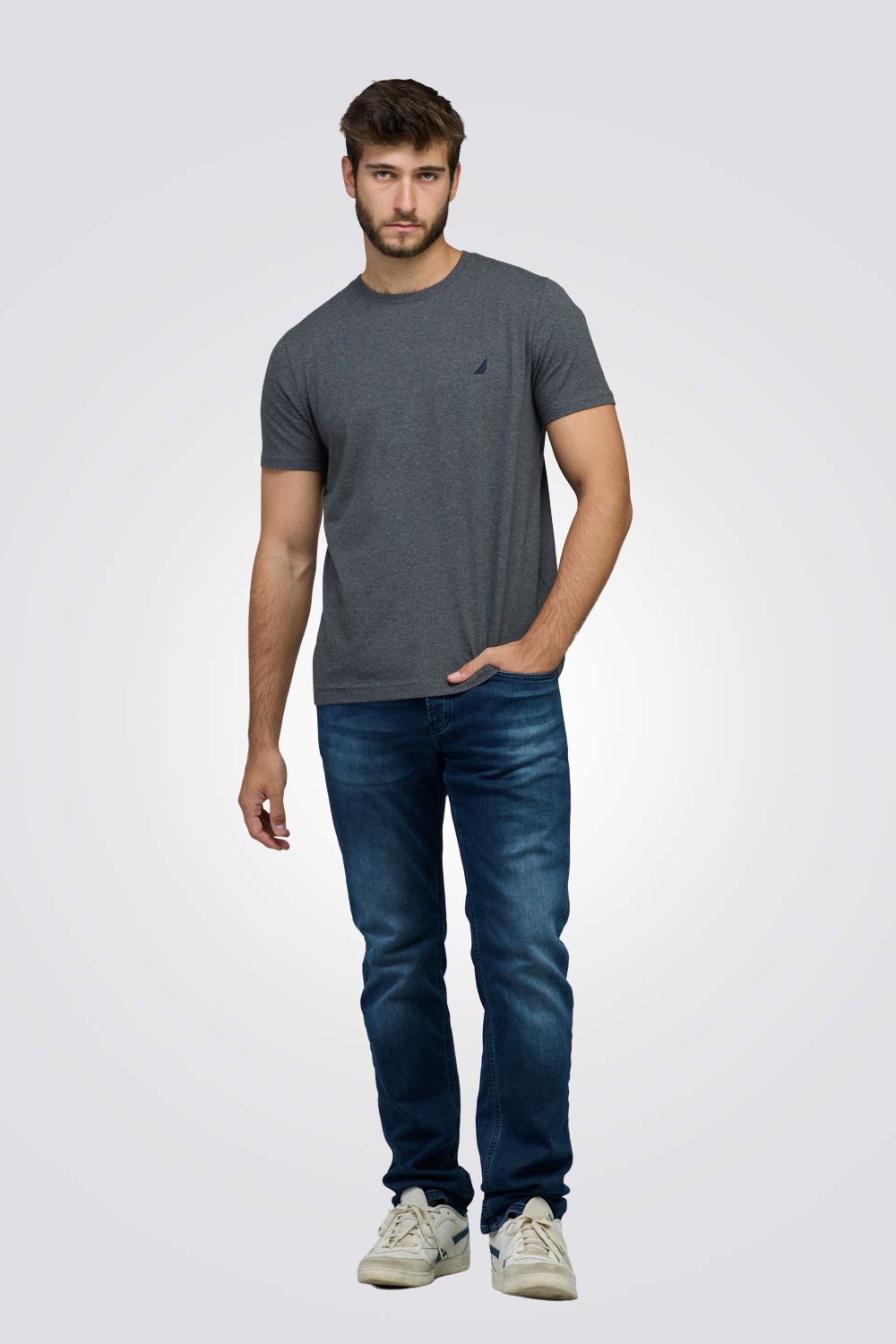 טישירט בייסיק בצבע אפור