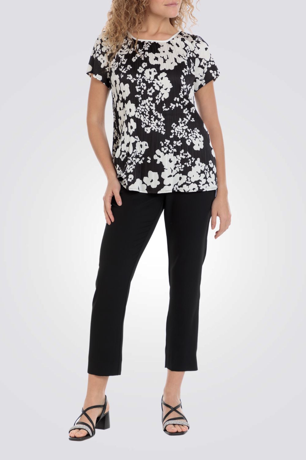 חולצה פליסה עם הדפס פרחוני