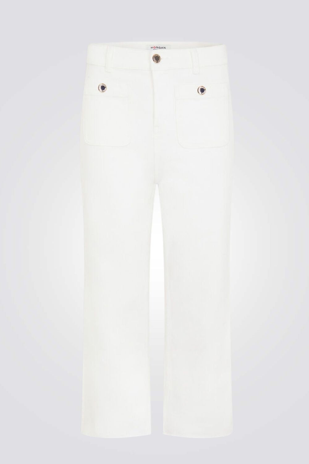 ג'ינס גזרה רחבה בצבע לבן