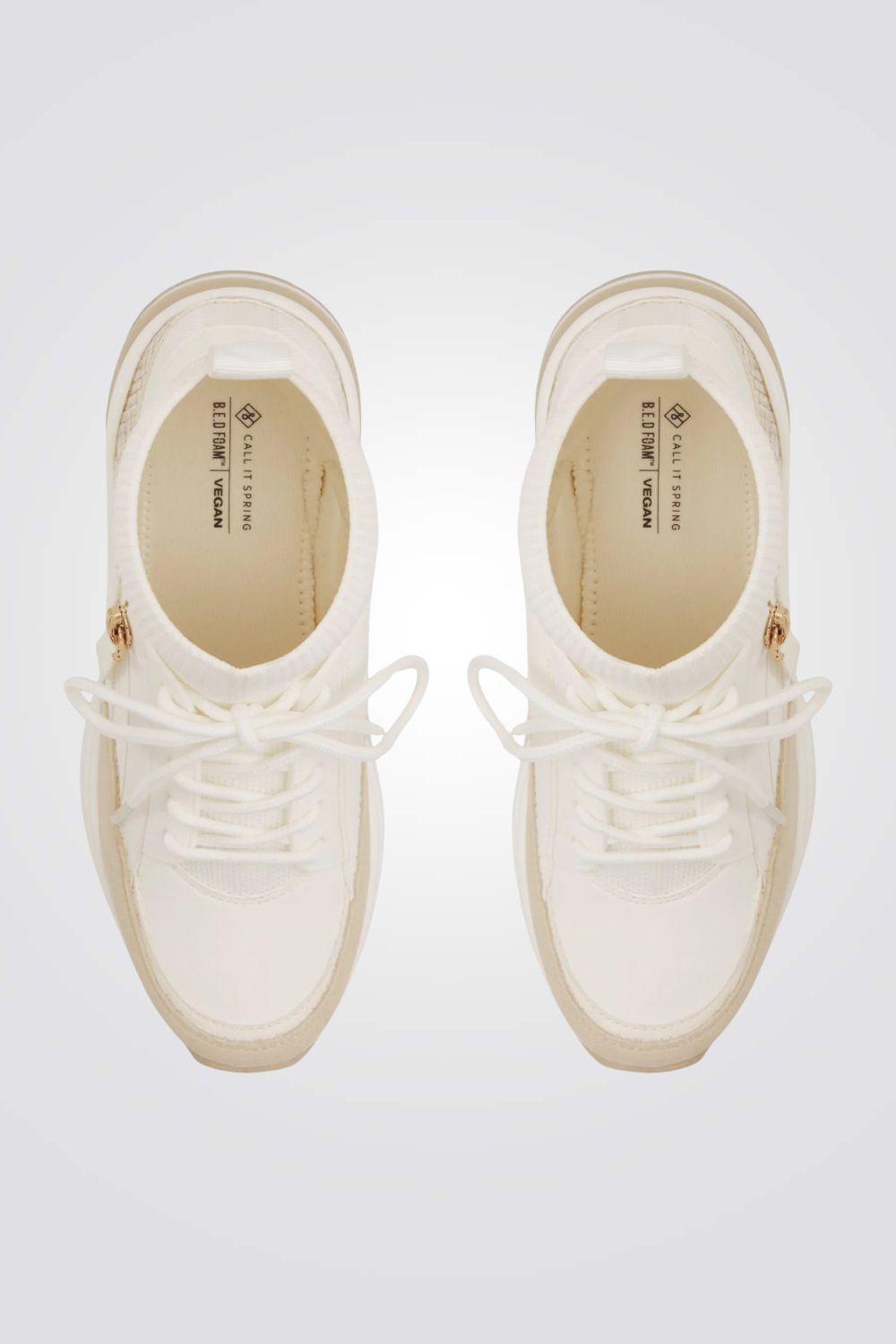 סניקרס לנשים בשילוב גרב בצבע לבן/בז'