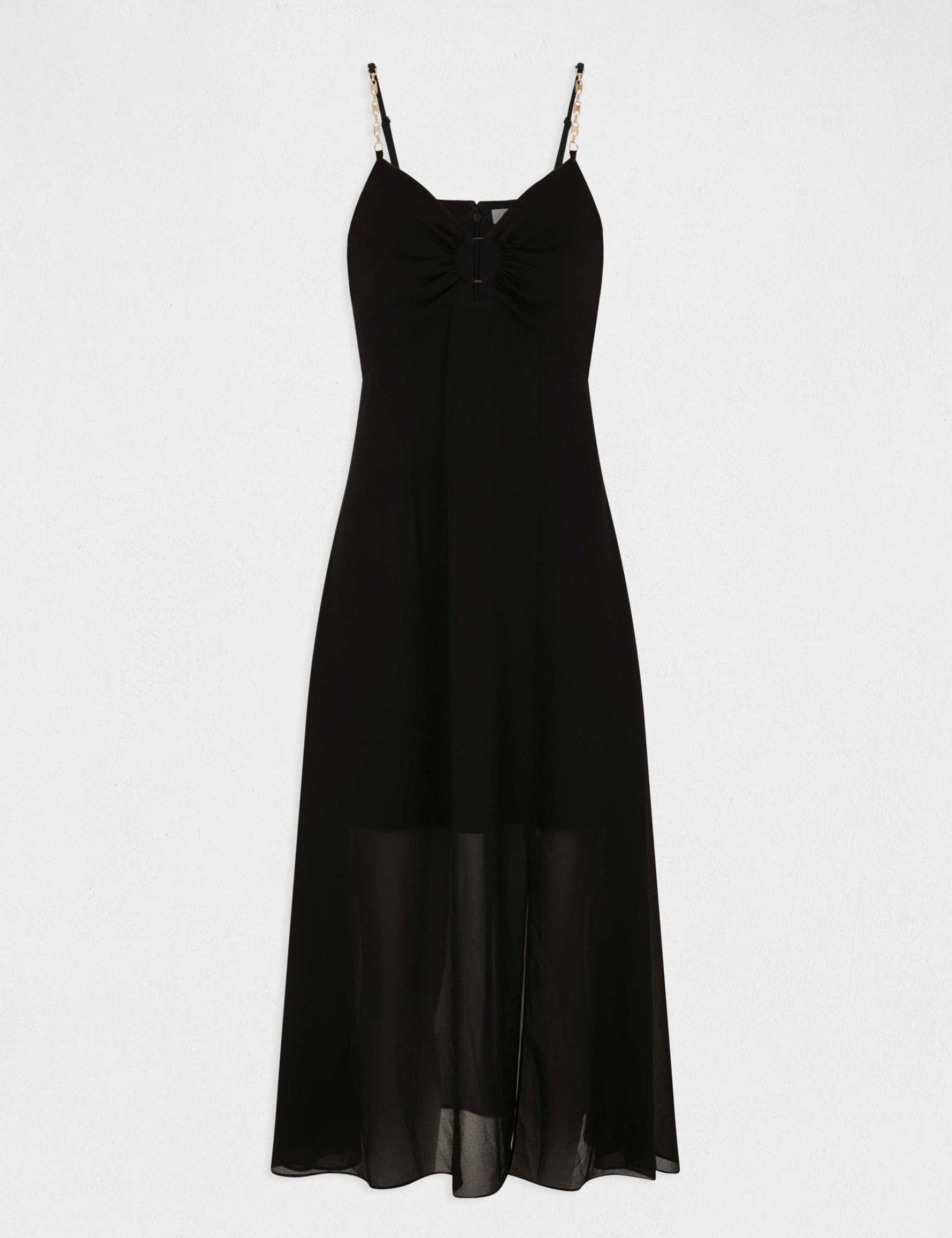 שמלת מידי עם רצועות שרשרת בצבע שחור - MASHBIR//365