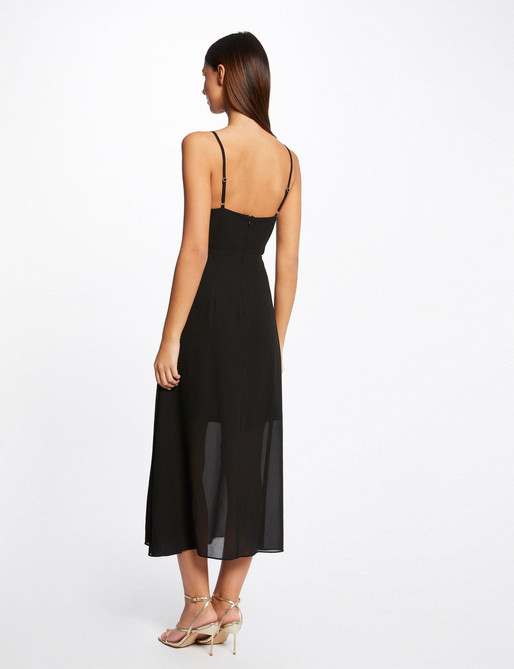 שמלת מידי עם רצועות שרשרת בצבע שחור - MASHBIR//365